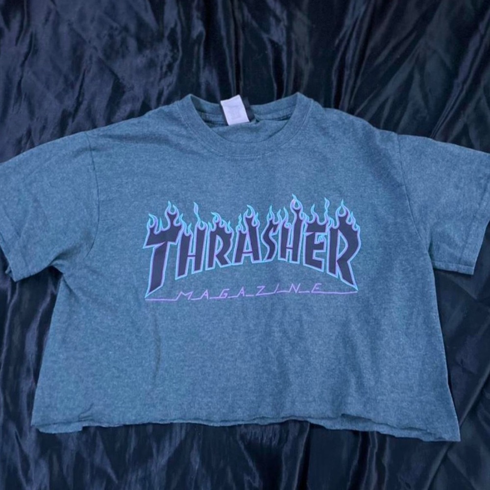 gray cropped thrasher tshirt